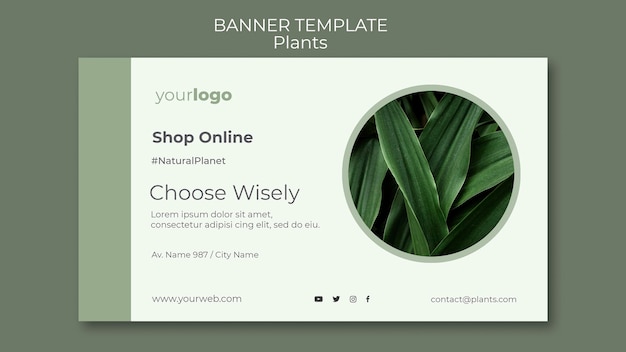 Free PSD plants shop template banner