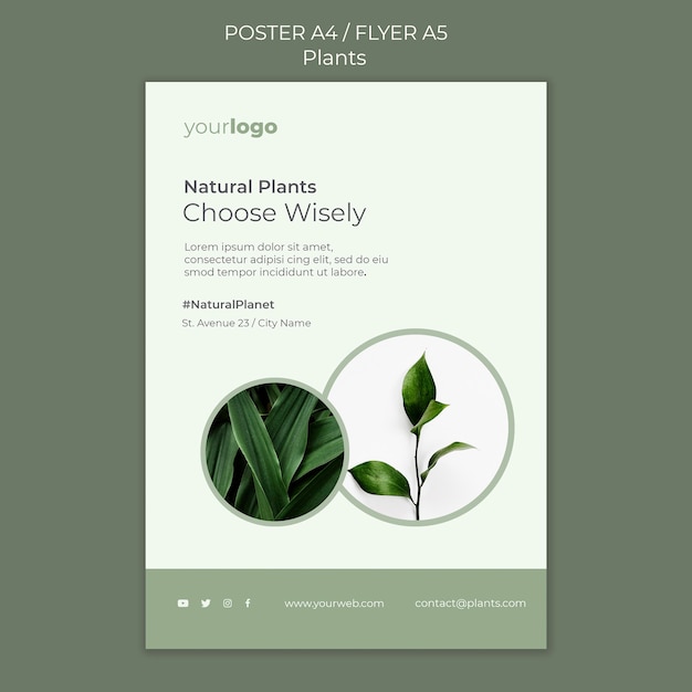 Free PSD plants shop template poster