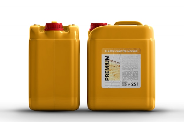 Download Premium Psd Plastic Canisters For Liquid With Label Mockup