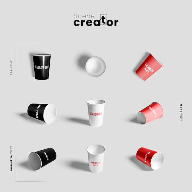 Plastic cup variety of angles halloween scene creator