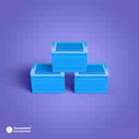 Бесплатный PSD Изолированная иконка пластиковой коробки со льдом 3d визуализация иллюстрация