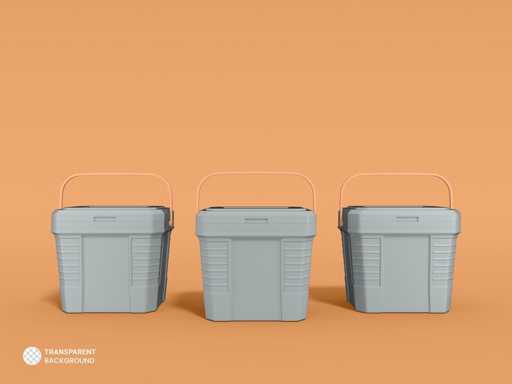 Free PSD plastic ice cooler cold storage box isolated icon 3d render