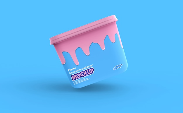 Plastic ice cream container box mockup