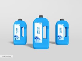 無料PSD プラスチック製の牛乳瓶と水ガロンのパッケージのモックアップ