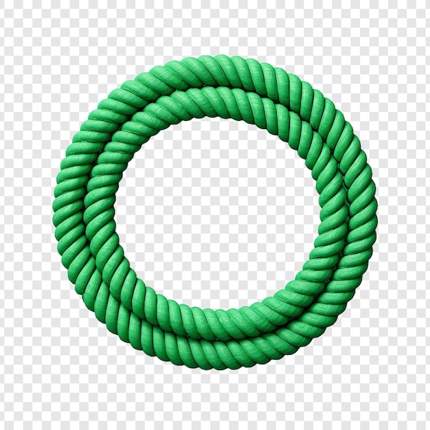 Free PSD a plastic rope of green color is coiled and placed isolated on transparent background