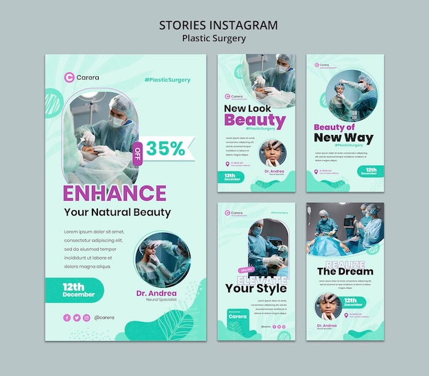Бесплатный PSD Шаблон историй instagram о пластической хирургии