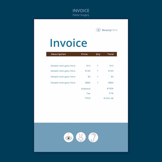 Free PSD plastic surgery invoice template