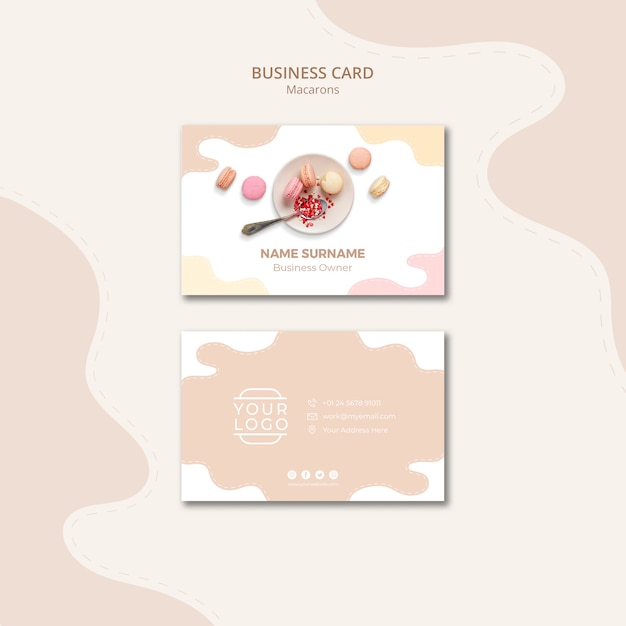 Plate with macarons business card template