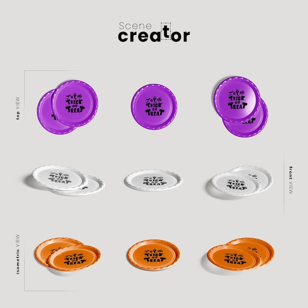 無料PSD さまざまな角度のプレートハロウィーンシーンクリエーター