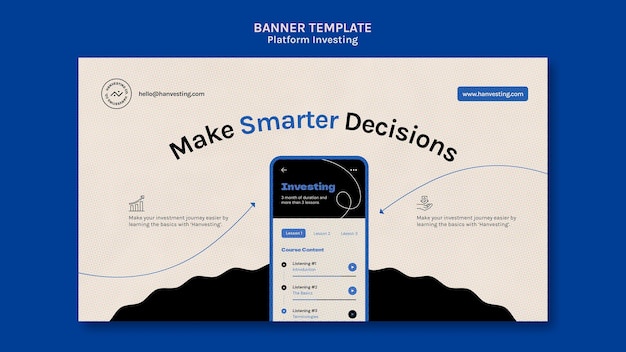 PSD gratuito banner di investimento della piattaforma