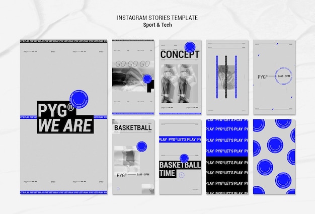 PSD gratuito gioca a storie di instagram di basket concept