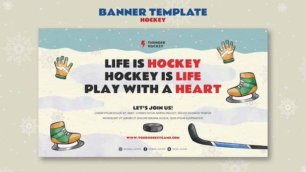 Free PSD play hockey game banner template