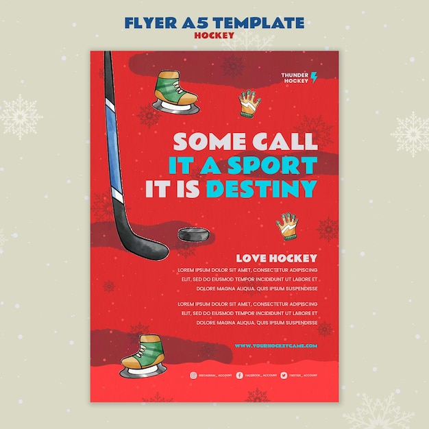 Free PSD play hockey game flyer template