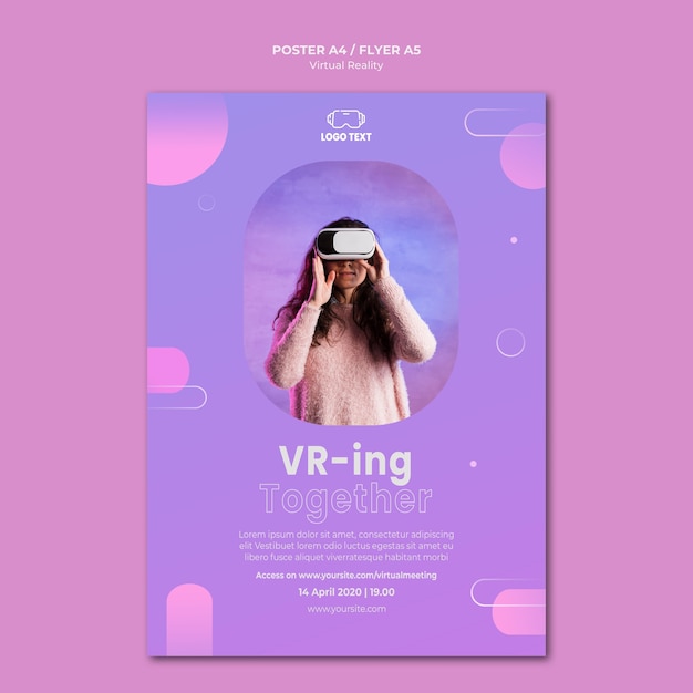 Free PSD play together virtual reality poster template