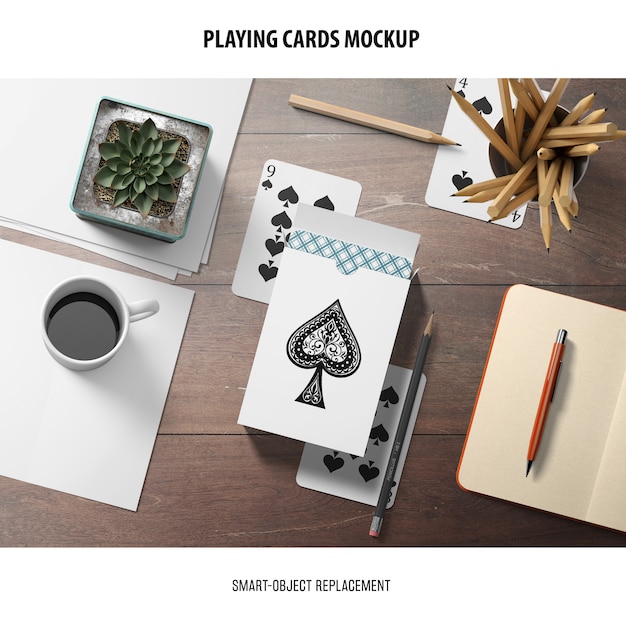 Free PSD playing cards mockup