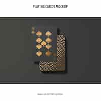 Free PSD playing cards with golden foil mockup