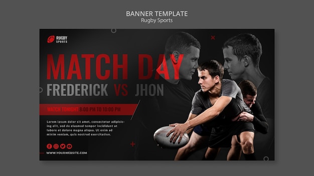 PSD gratuito modello di banner per giocare a rugby