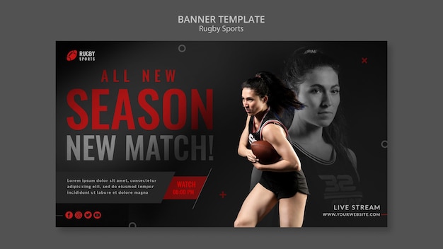 Playing rugby horizontal banner template