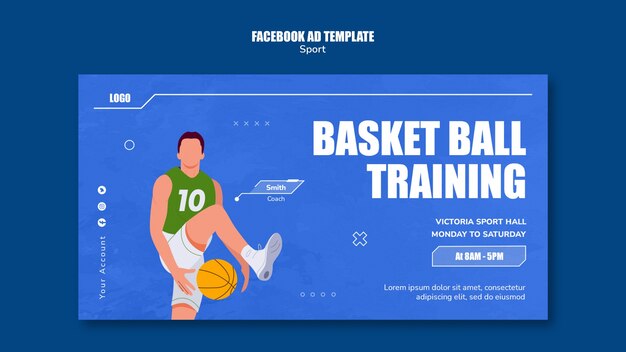 PSD gratuito giocare al modello di facebook sportivo