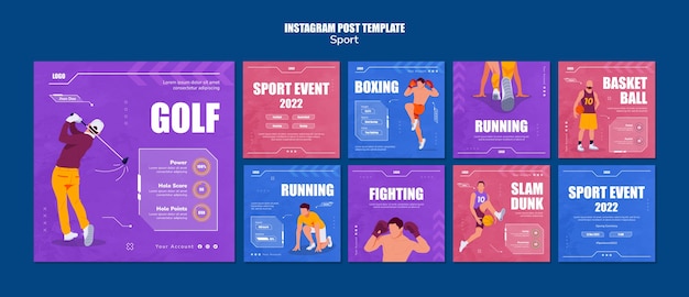 PSD gratuito modello di post di instagram per lo sport