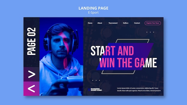 Free PSD playing videogames web template