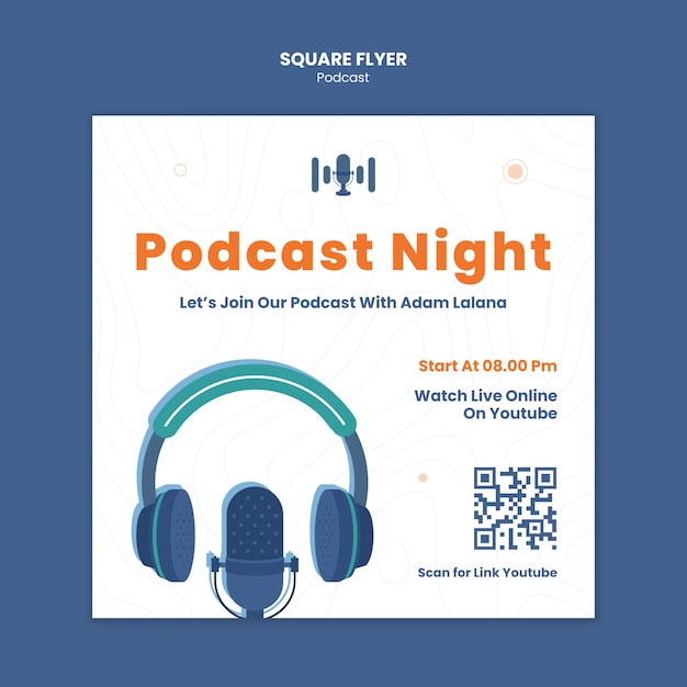 Free PSD podcast on air square flyer template