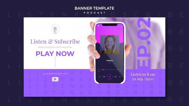 PSD gratuito modello di banner concetto podcast