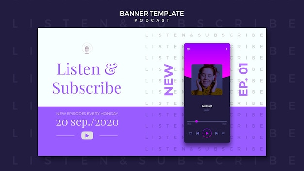 PSD gratuito modello di banner concetto podcast