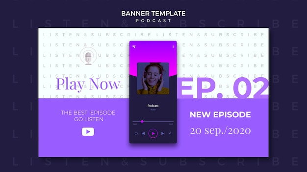 PSD gratuito modello di banner concetto podcast