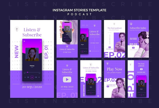 Modello di storie di instagram di concetto di podcast