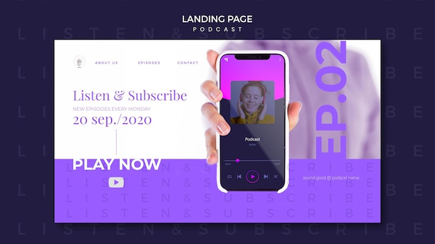 Free PSD podcast concept landing page template