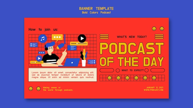Podcast horizontal banner template