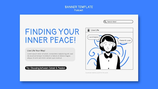 Podcast Horizontal Banner PSD Templates – Free Download