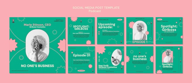 Free PSD podcast instagram posts template design