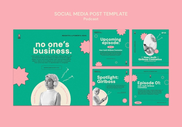 Podcast instagram posts template design