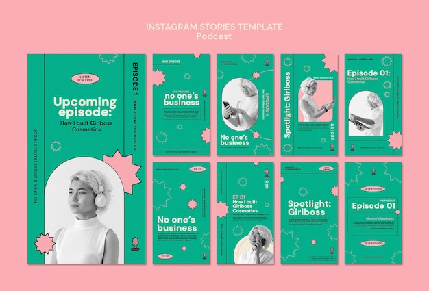 Free PSD podcast instagram stories template design