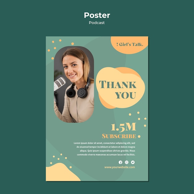 Podcast poster template with photo