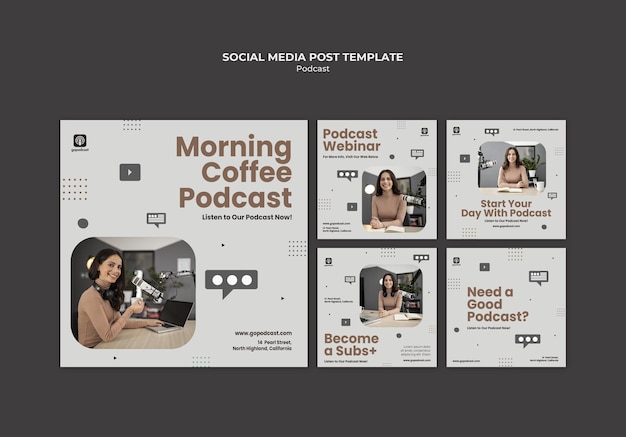 Free PSD podcast social media posts