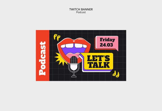 Podcast twitch banner template design