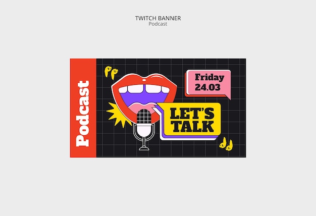 podcast twitch banner template design
