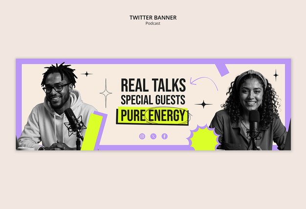 Podcast twitter banner template design