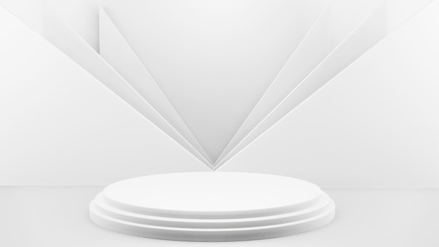 제품 프레 젠 테이 션 3d 렌더링 3d 그림에 대 한 추상 흰색 구성의 연단