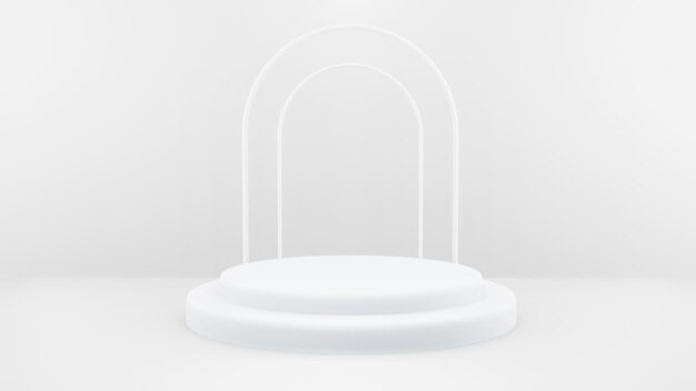 製品プレゼンテーションのための抽象的な白い構成の表彰台3dレンダリング3dイラスト