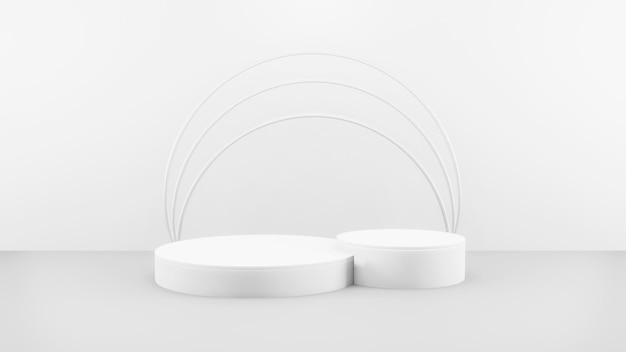 Podium in abstract white composition for product presentation 3d render 3d illustration