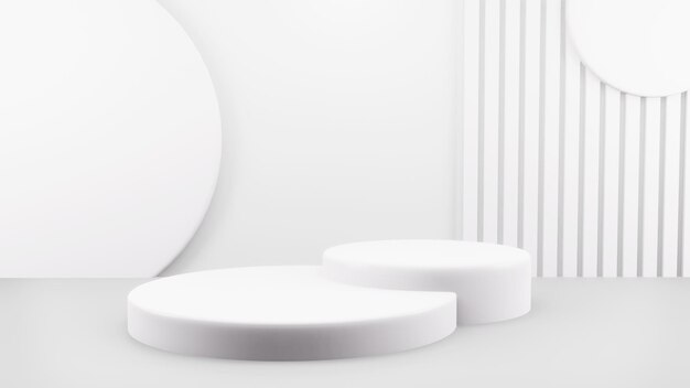 Podium in abstract white composition for product presentation 3d render 3d illustration