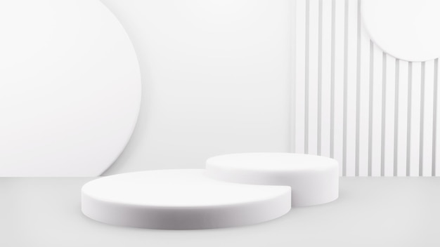 Podium in abstract white composition for product presentation 3d render 3d illustration