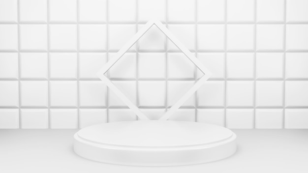 Podium in abstract white composition for product presentation 3d render 3d illustration