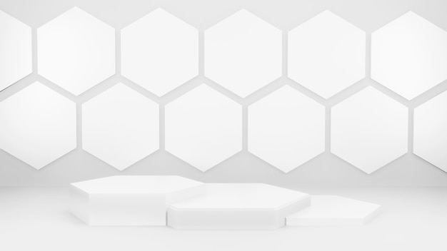 PSD gratuito podio in composizione bianca astratta per la presentazione del prodotto 3d rendering illustrazione 3d