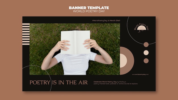 Free PSD poetry day banner template with photo