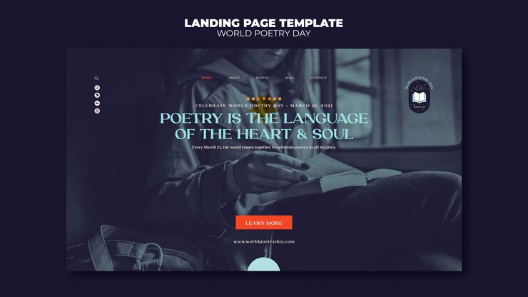 Free PSD poetry day landing page